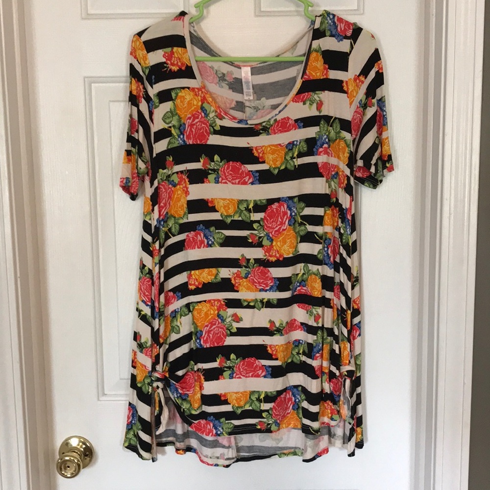 Floral striped LuLaRoe perfect t